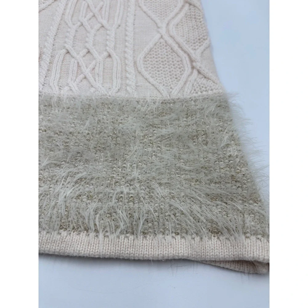 Embroidered Sweater Dress Girl's 12M Ivory Cream Knit‎ Gold Embellished